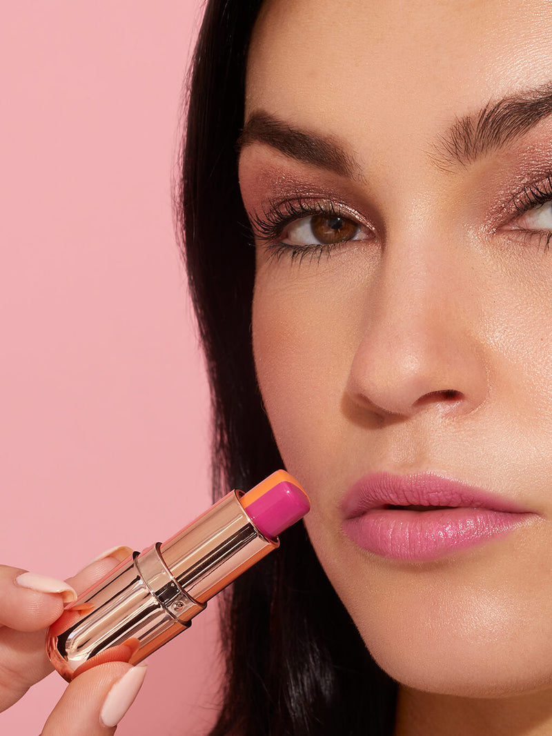 sorbet tinted lip balm on white background