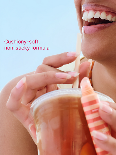 peach cooler -- model with product beverage