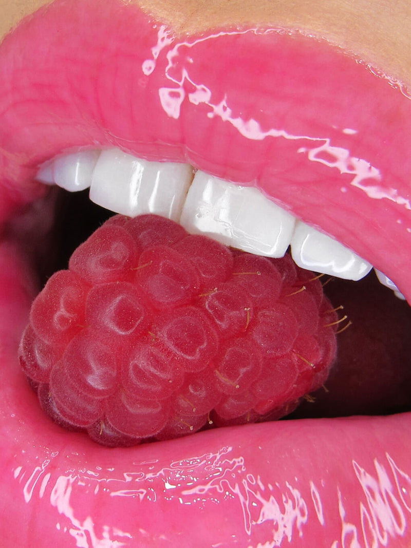 raspberry -- fruity ph gloss on white background