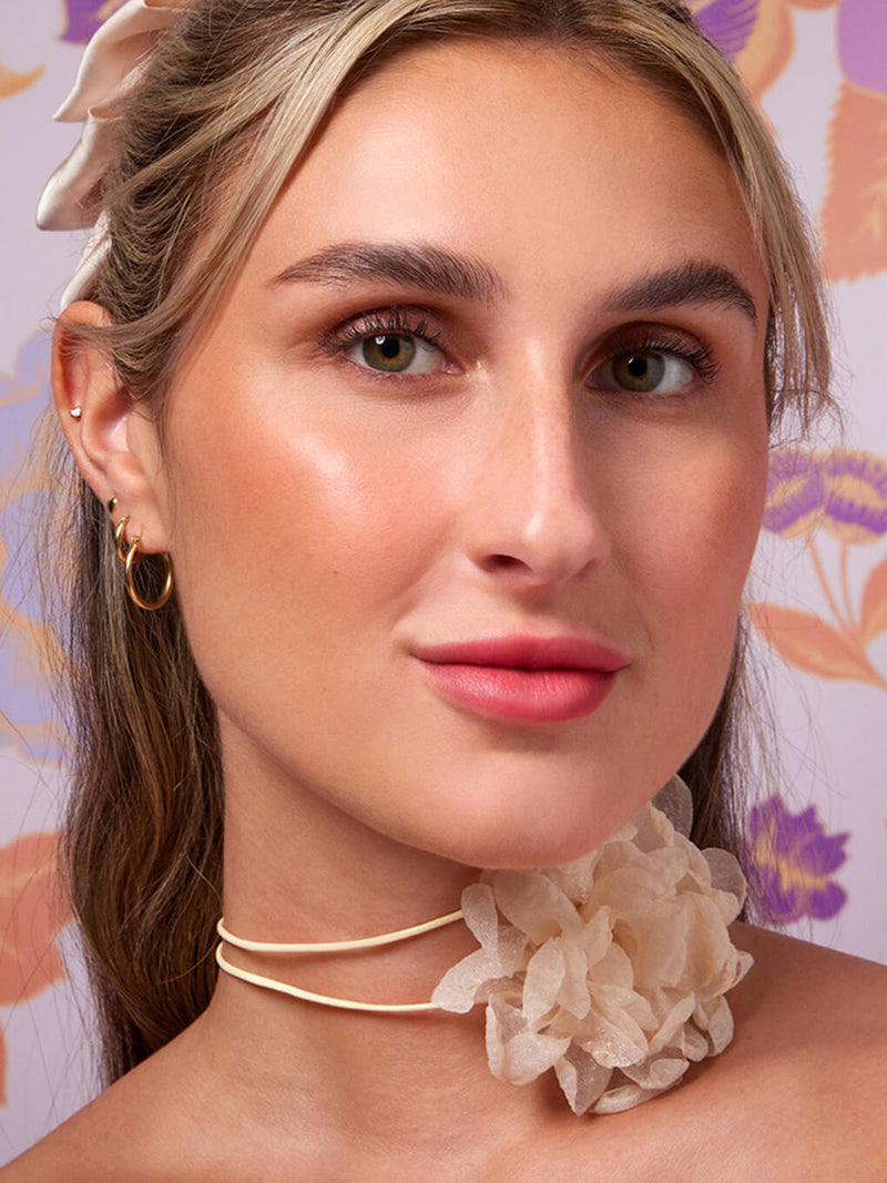 rose hotel -- skinny plump demi matte plumping lipstick on white background