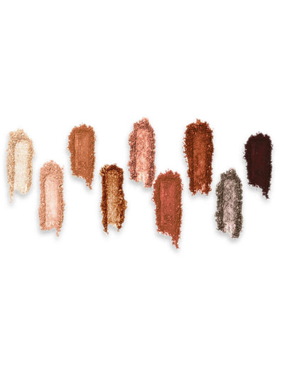 amalfi -- brewtiful trio coffee kitten neutral eyeshadow palette swatches on white background
