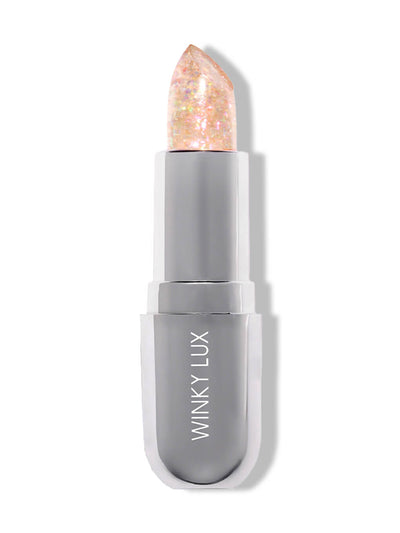 rainbow confetti -- glitter confetti ph lip balm on white background