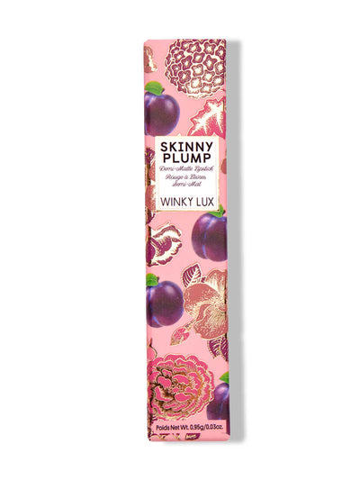 corner office -- skinny plump demi matte plumping lipstick in box on white background