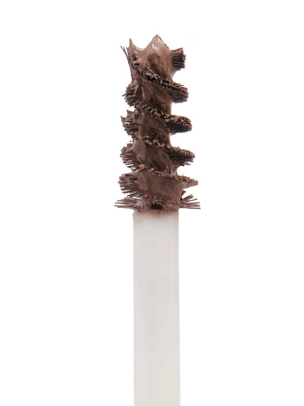 close up of mini unibrow tinted brow gel brush on white background